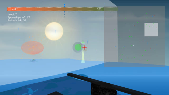 Level 7: Player shot at a beaming UFO